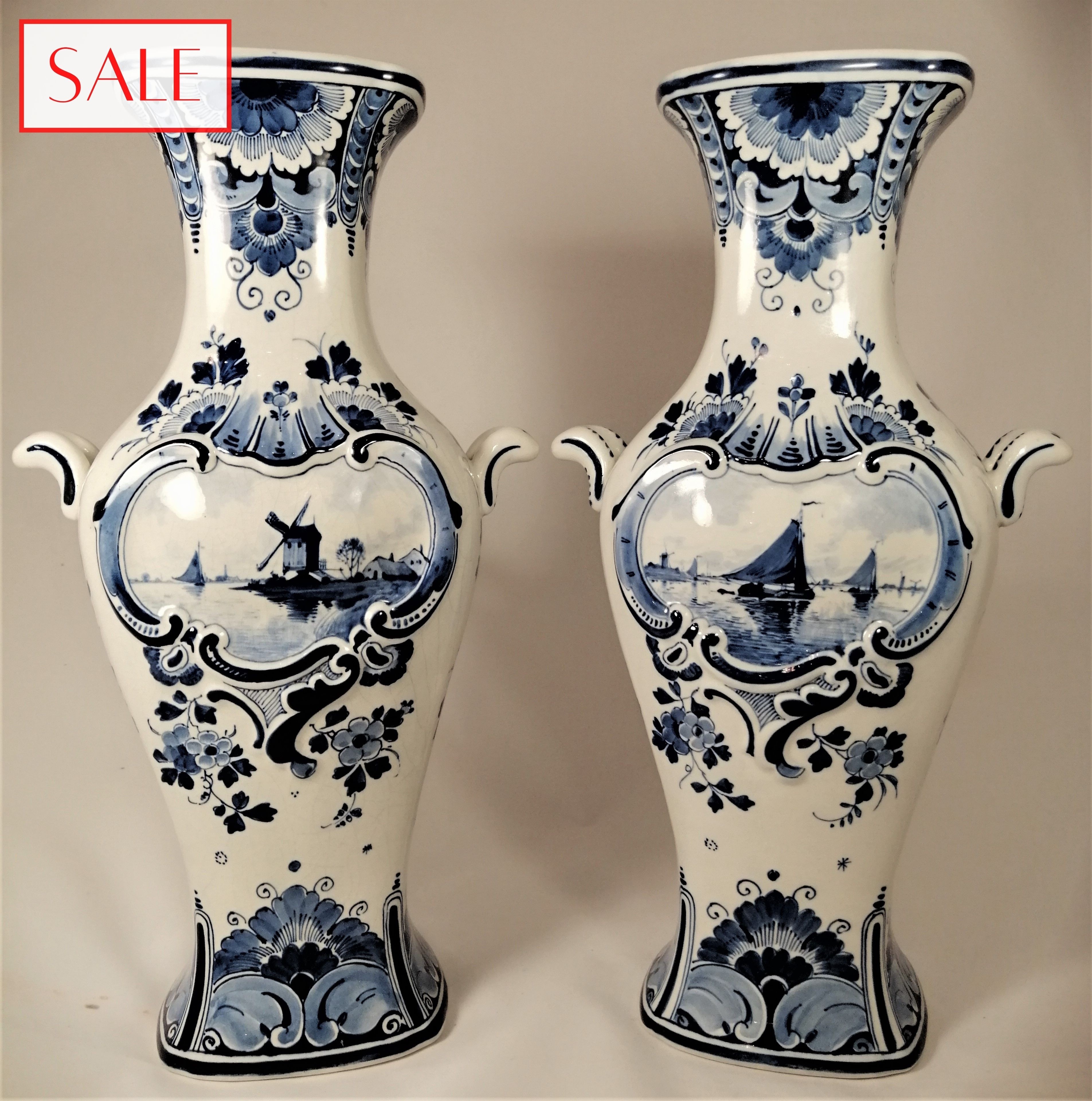 Teleurstelling Baron Pygmalion Set of two large vases, Royal Delft. Set van twee grote vazen, De  Porceleyne Fles. - Royal Delft & Antique earthenware - Sale