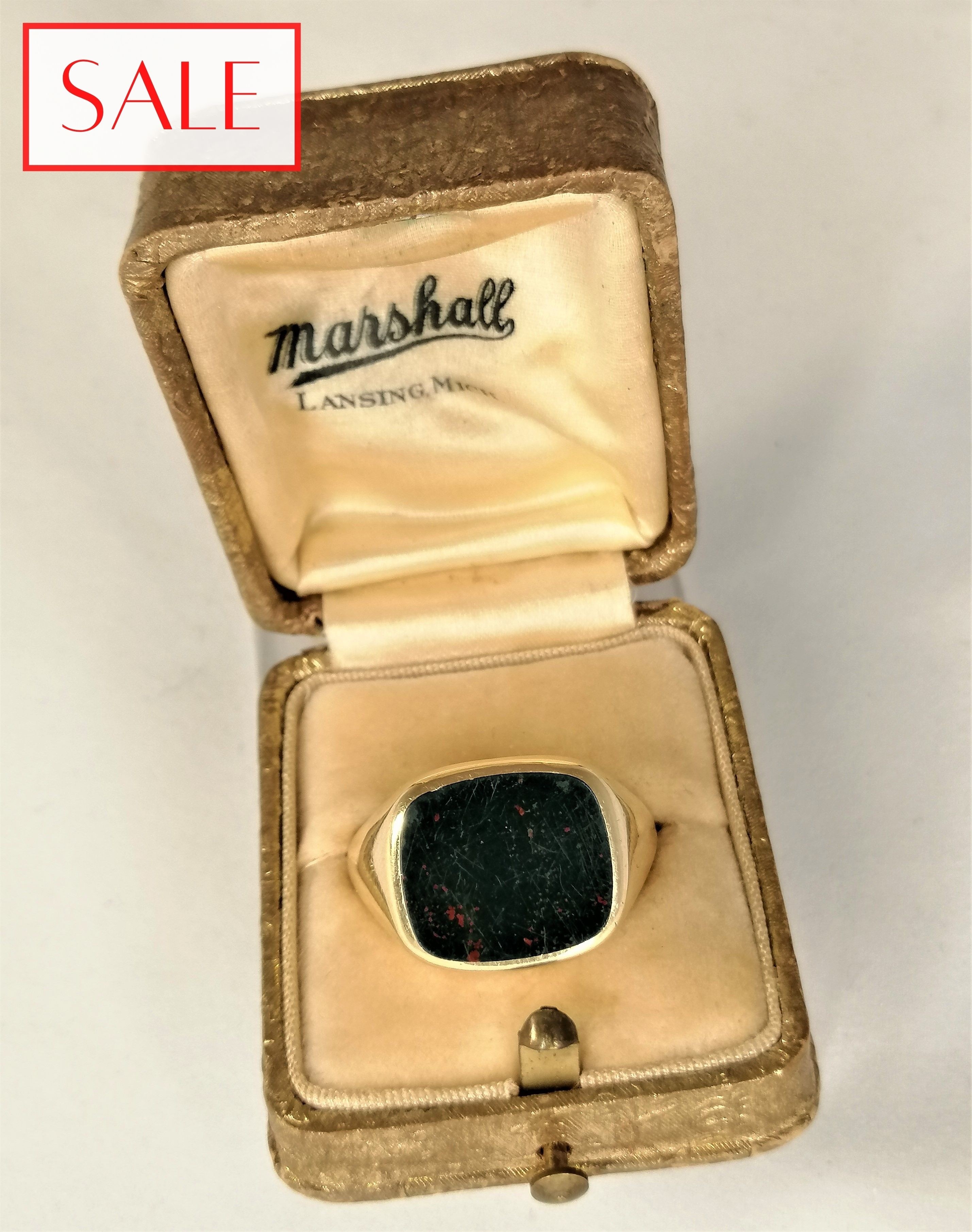 Om toevlucht te zoeken Concreet Vijandig Vintage 14K gold gentleman's ring with heliotrope. Vintage 14K gouden heren  ring met heliotroop. - Jewelry / Juwelen - Sale